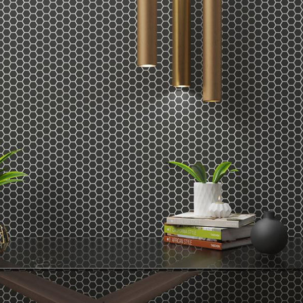 MOSAICO ESAGONO NERO 31x34 MATE