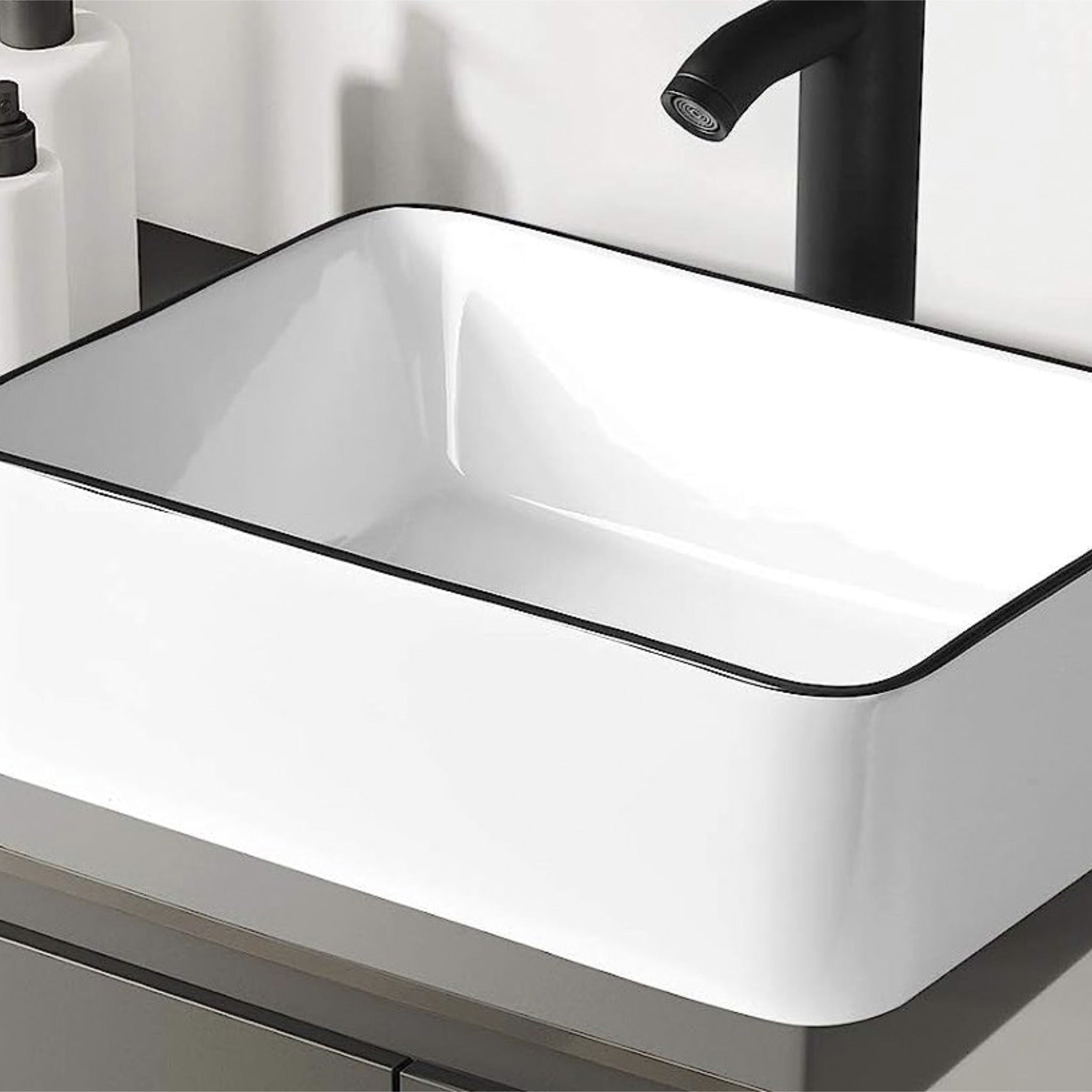 LAVAMANOS VESSEL MENINA WHITE/BLACK