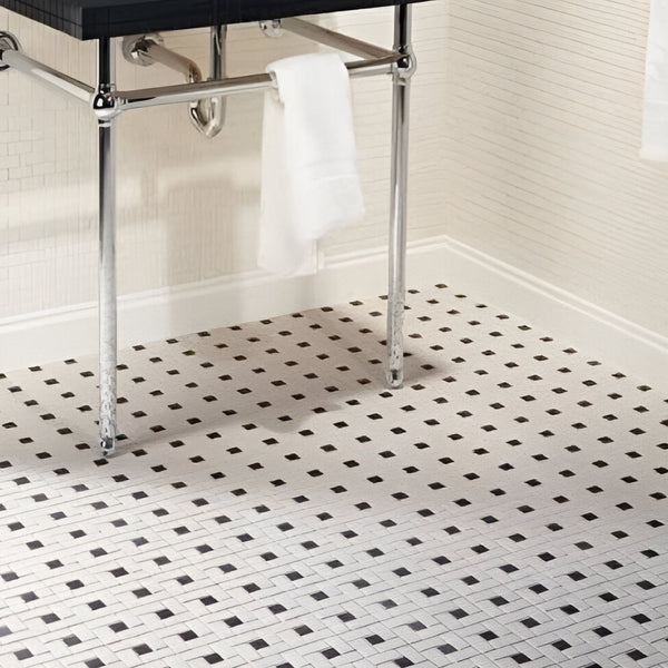 MOSAICO SPIRALE BIANCO/NERO 30X30 MATE