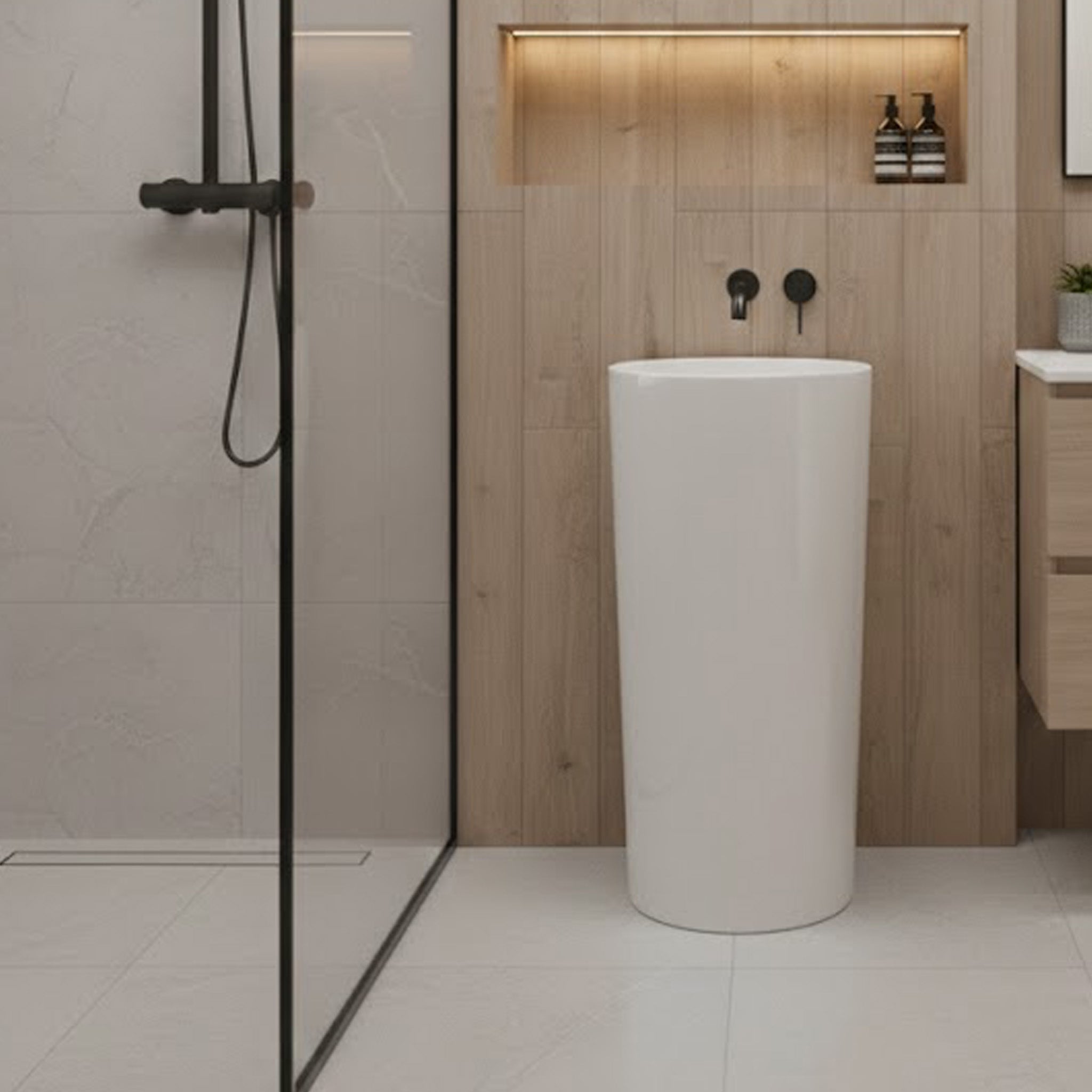 LAVAMANOS PEDESTAL CERVINO BLANCO BRILLA