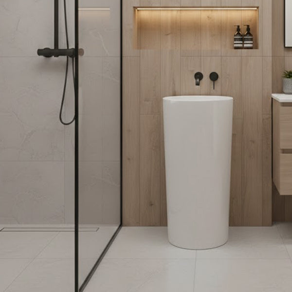LAVAMANOS PEDESTAL CERVINO BLANCO BRILLA