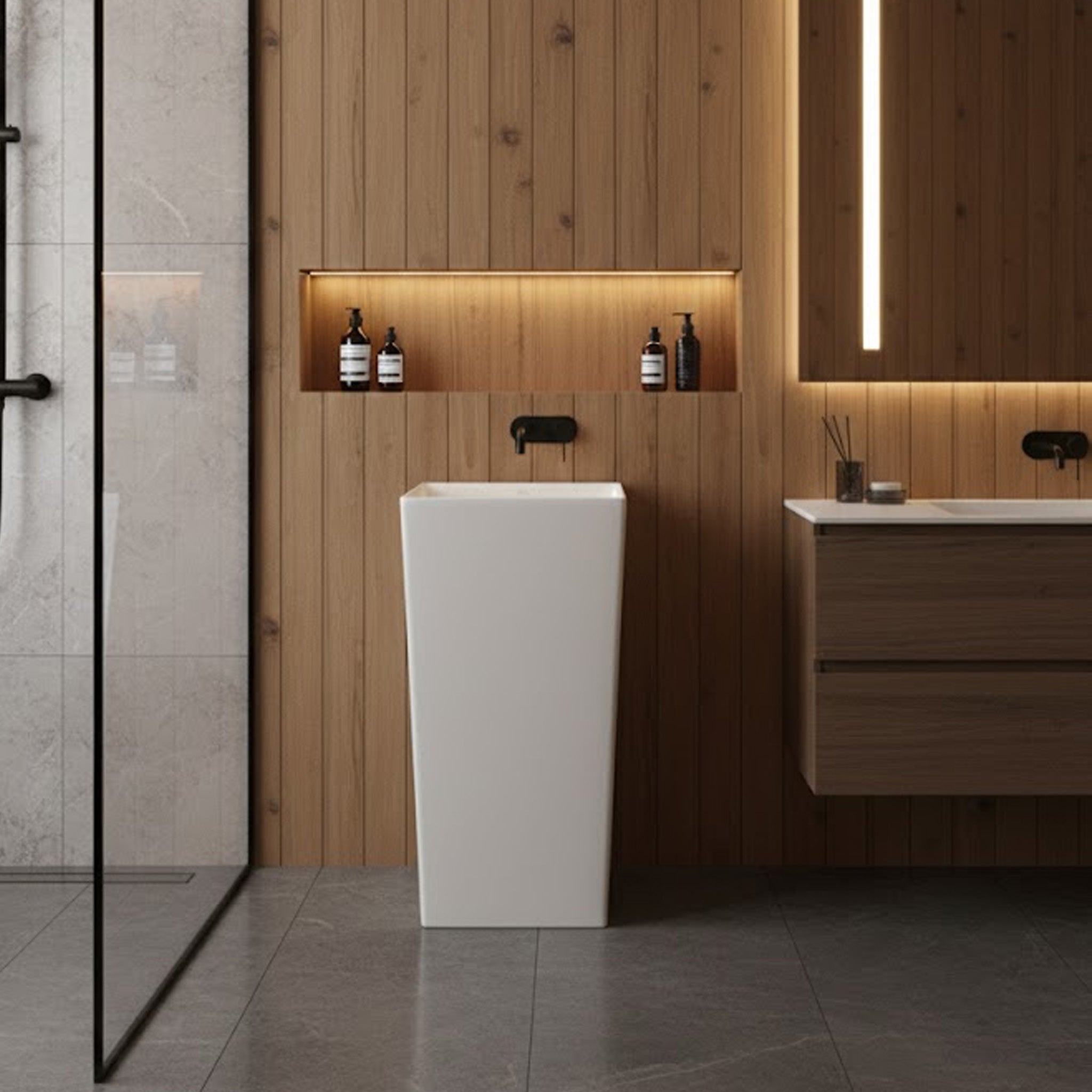 LAVAMANOS PEDESTAL LUSSARI BLANCO BRILLA