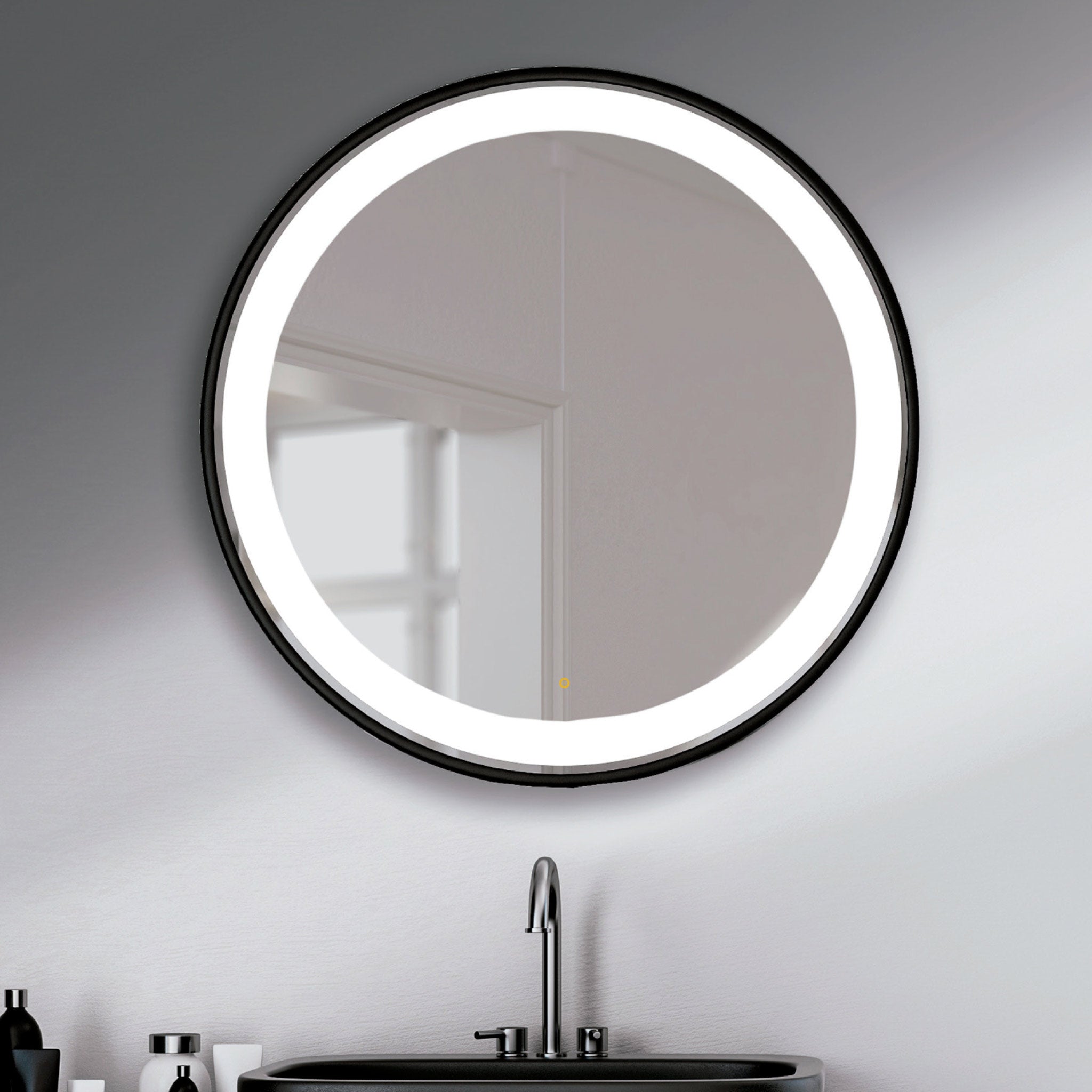 ESPEJO CIRCULAR BORDE NEGRO DE 60 CM LE