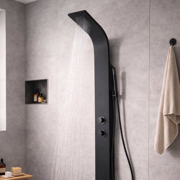 TORRE DUCHA MALAGA 1400X180 MM NEGRO MAT