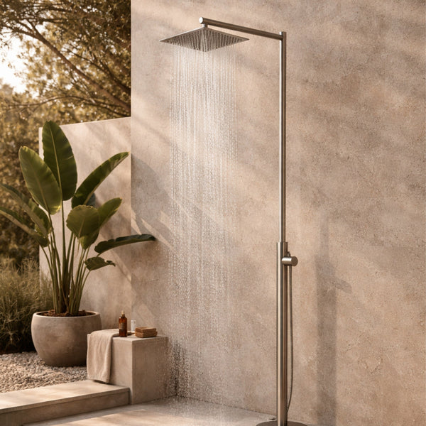 REGADERA EXTERNA PLATO CUADRADO CROMADO