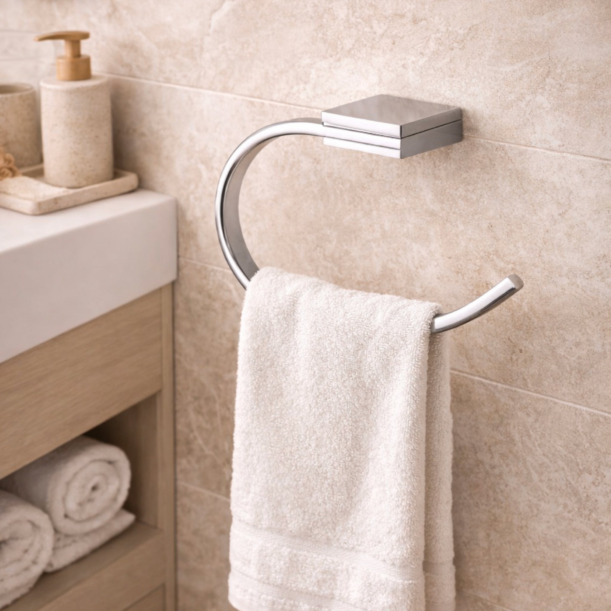 TOALLERO ARO SABLE NIQUEL CROMO BRUSHED